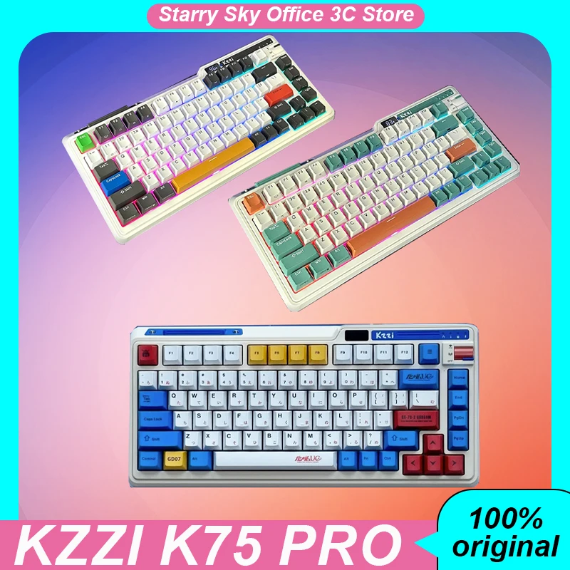 Kzzi K75 Pro Wireless Mechanical Keyboard 82keys Pbt Battery Screen Display Hot Plug Rgb Customized Gaming Keyboard Laptop Gift