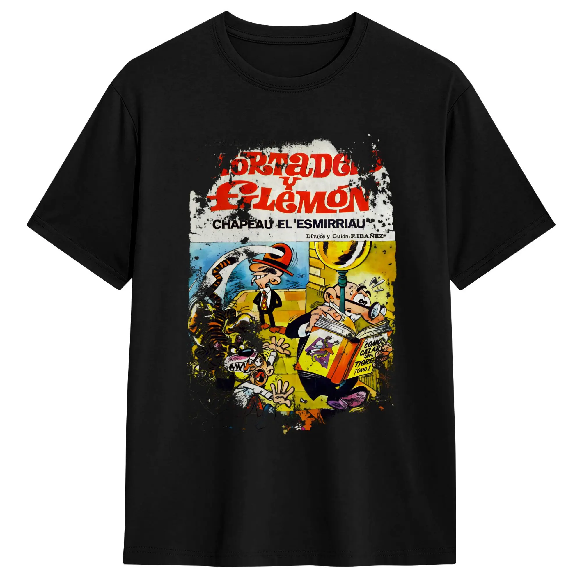 Vintage T Shirt Summer Mort & Phil Mortadelo y Filemón  Leisure T-Shirts  Cotton Tee Shirt for Couple  Basic Custom  Sleeve Tops