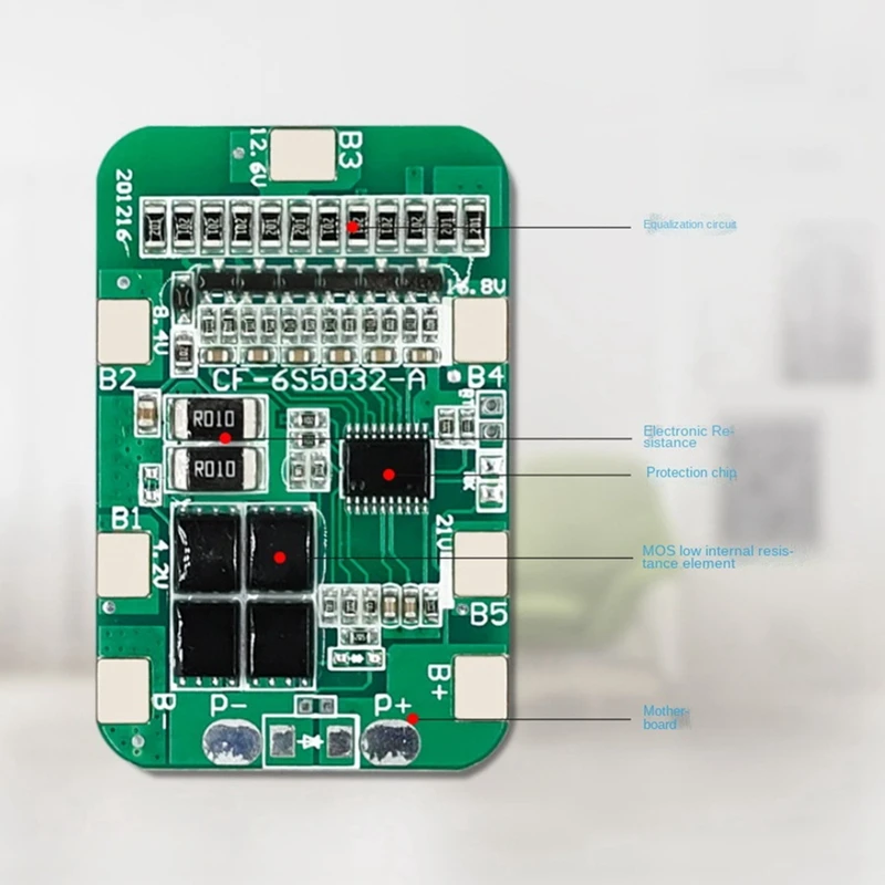 18650 리튬 배터리 셀 모듈 보호 보드, 6S 12A 24V Pcb Bms 리튬 배터리 6 팩