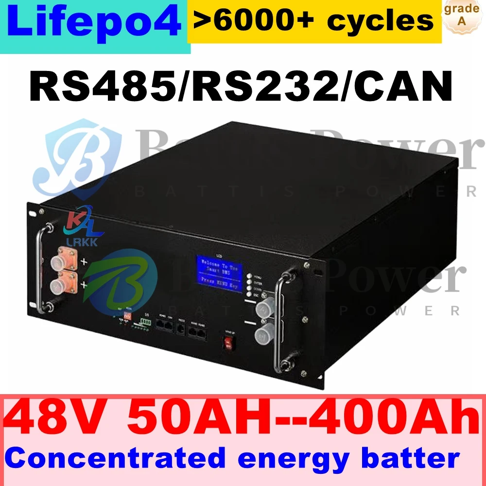 

6000+cycles 48V 100Ah Lifepo4 50Ah 120Ah 150Ah 200Ah 300Ah 400Ah Аккумулятор Max 32Parallel с CAN RS485 для солнечной системы 5Kw