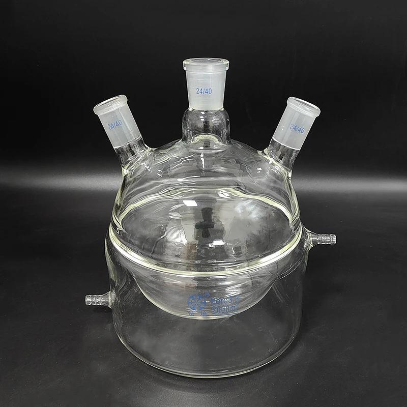 

Half double-deck spherical three-necked round bottom flask 50mL100mL250mL2000mL 24/29,Half mezzanine jacketed reactor bottle