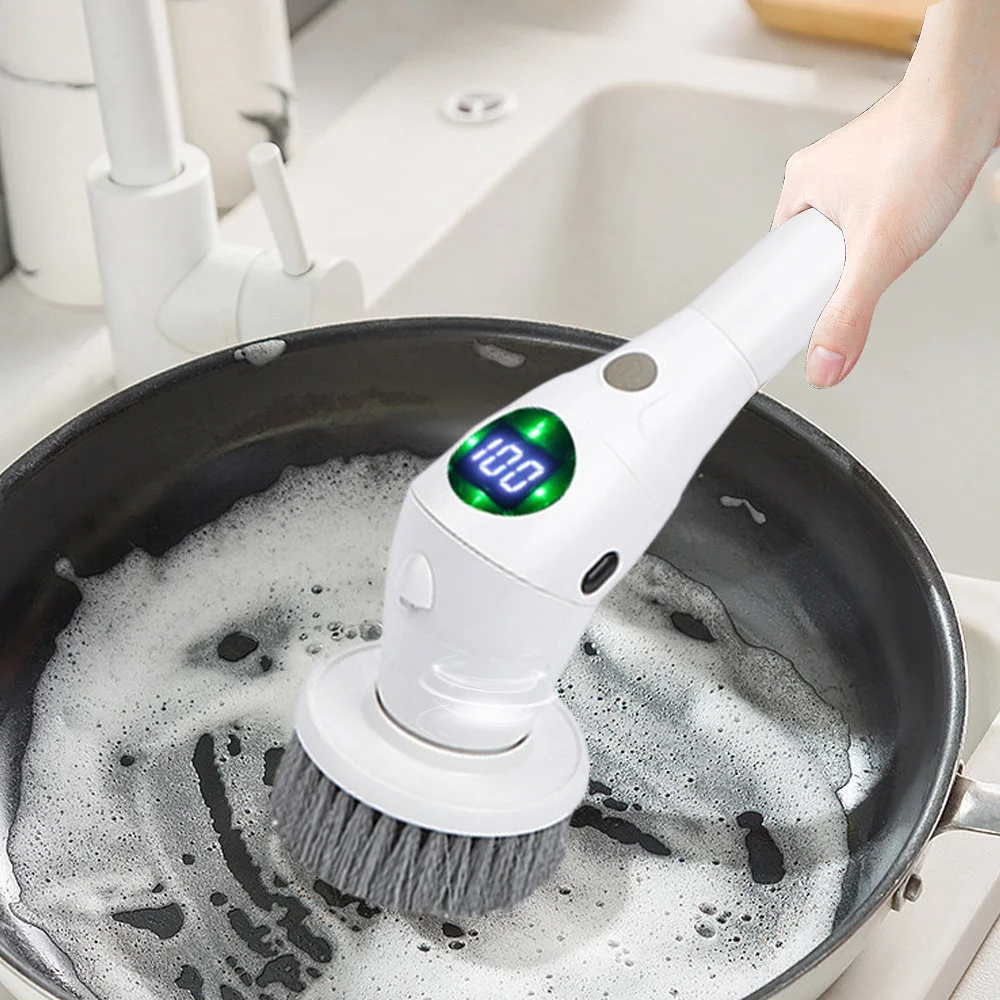 Electric Household Cleaning Brush Power Spin Scrubber 8 In 1 Multifunctional Cleaning Brush For Kitchen Bathroom Cleaning