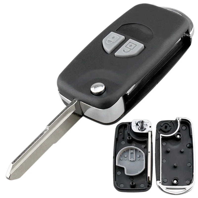 2 Buttons Car Remote Key Fob Case Shell Fit for Suzuki SX4 Modified Folding Flip Key Shell Case Cover with HU87 Blade Button Pad