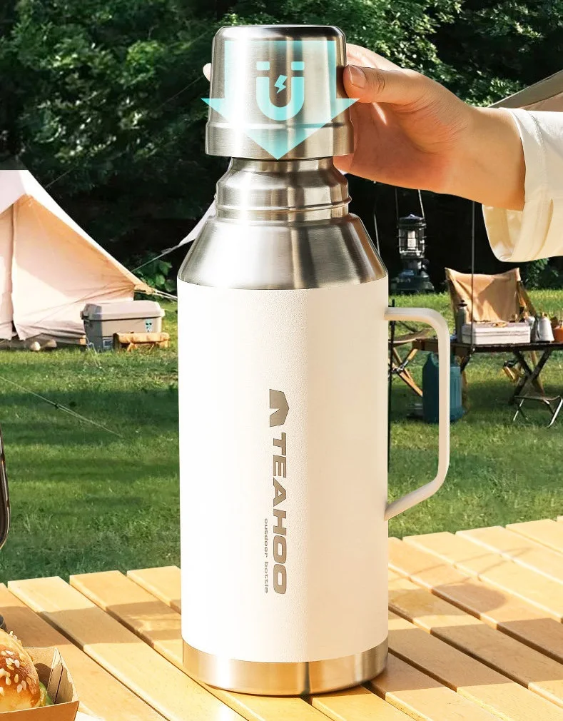 2000ML Stainless Steel Thermos Bottle, Vacuum Flask, Large Capacity, Outdoor Portable Thermal Jug, Insulated Water Bottle