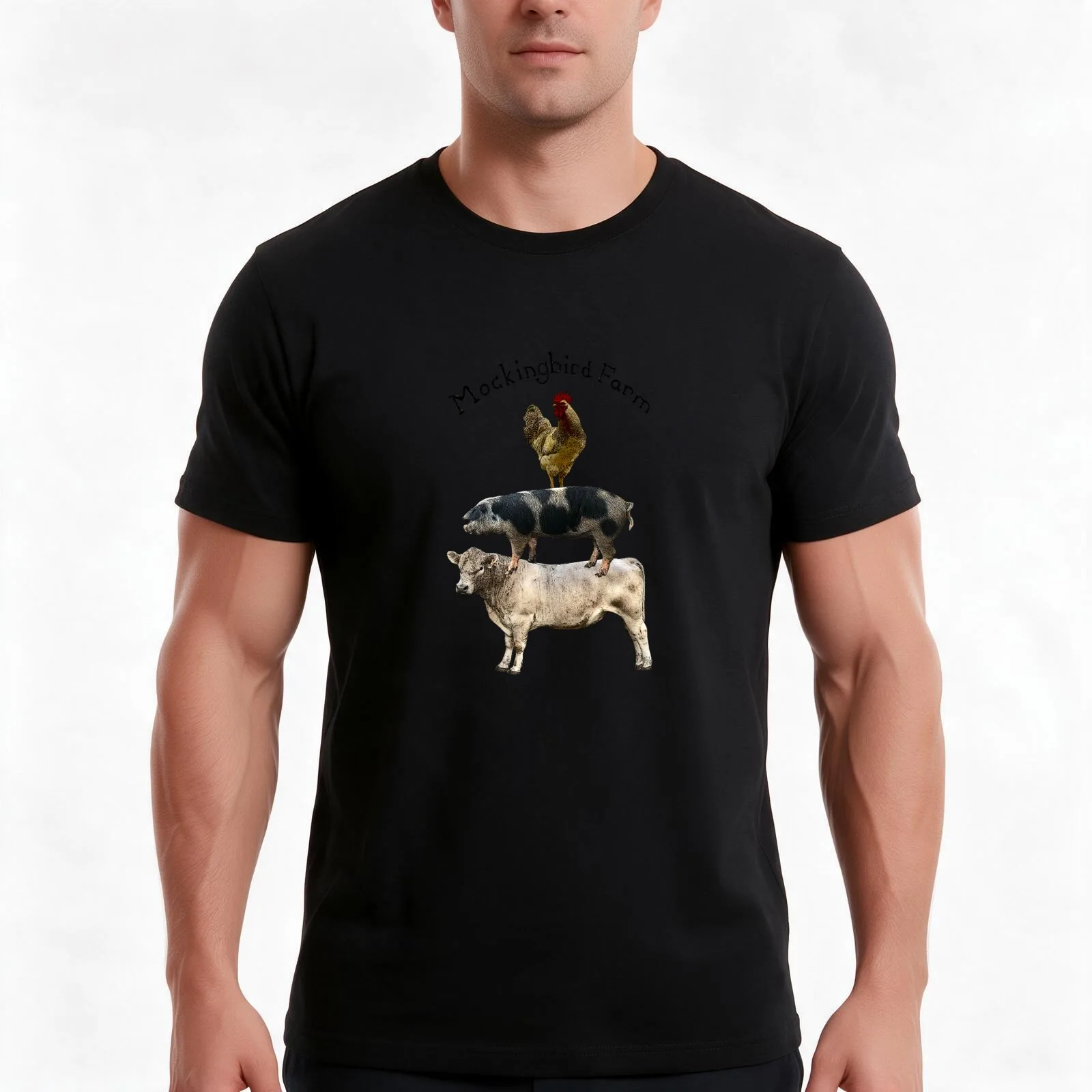 Mockingbird Farm T-Shirt, Summer Casual Cotton Tee, Oversized Streetwear Tops, Vintage Graphic Print, Loose Fit Short Sleeve