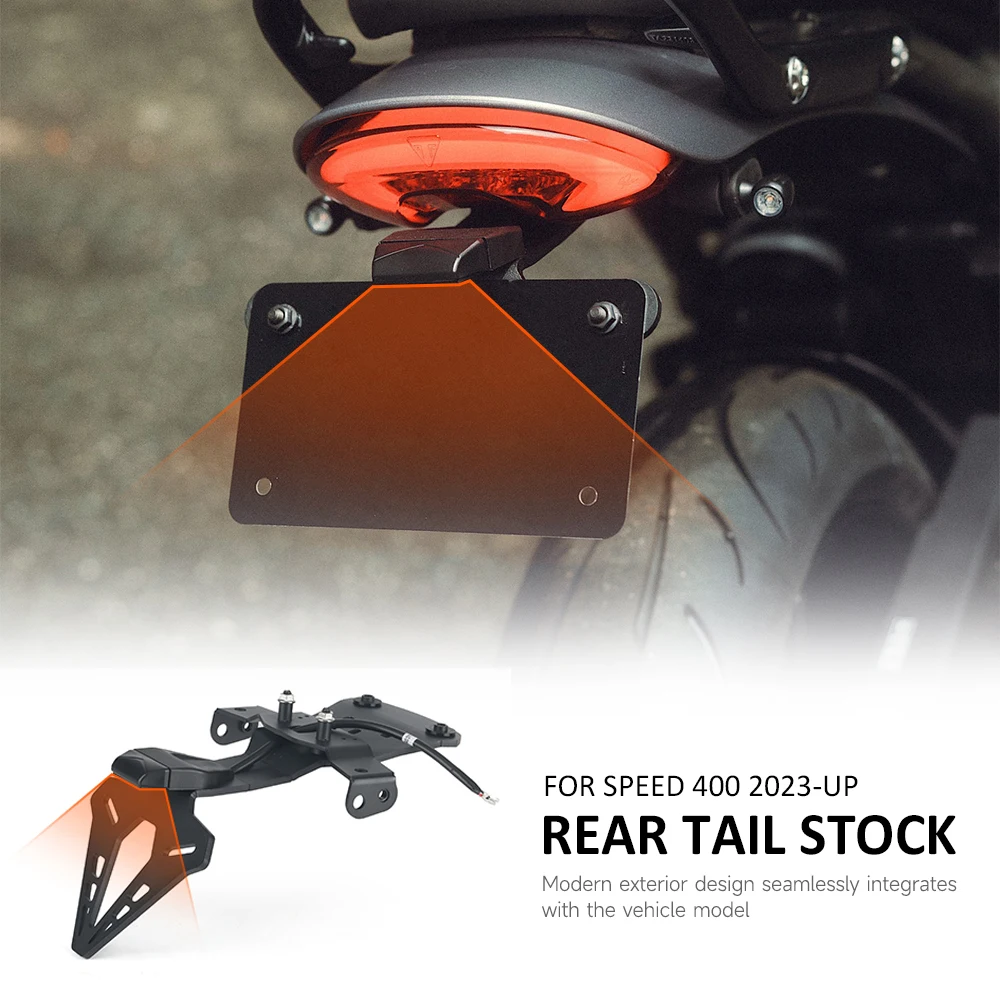 Motorcycle Rear Short Tail Stock Tidy License Plate Holder Tailstock Bracket With LED Light For Speed 400 Speed400 2023-UP 2024