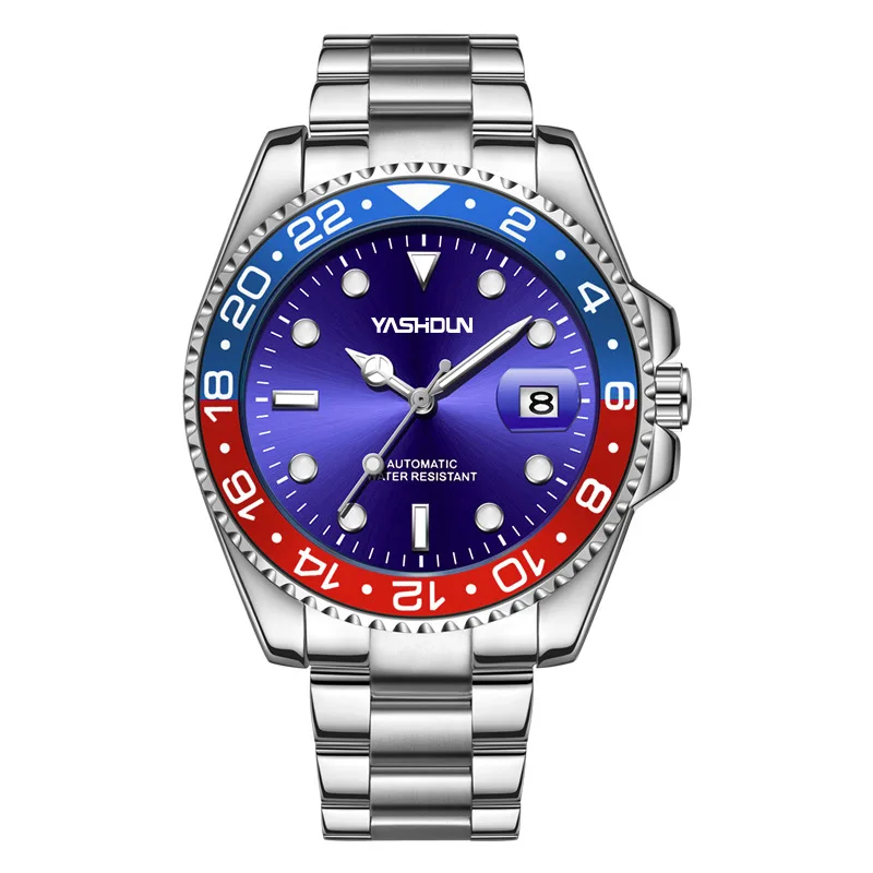 Đồng hồ cơ cổ điển Đồng hồ tự động doanh nhân thương hiệu sang trọng cho nam Đồng hồ dây đeo bằng thép mặt số phát sáng có Gờ xoay được