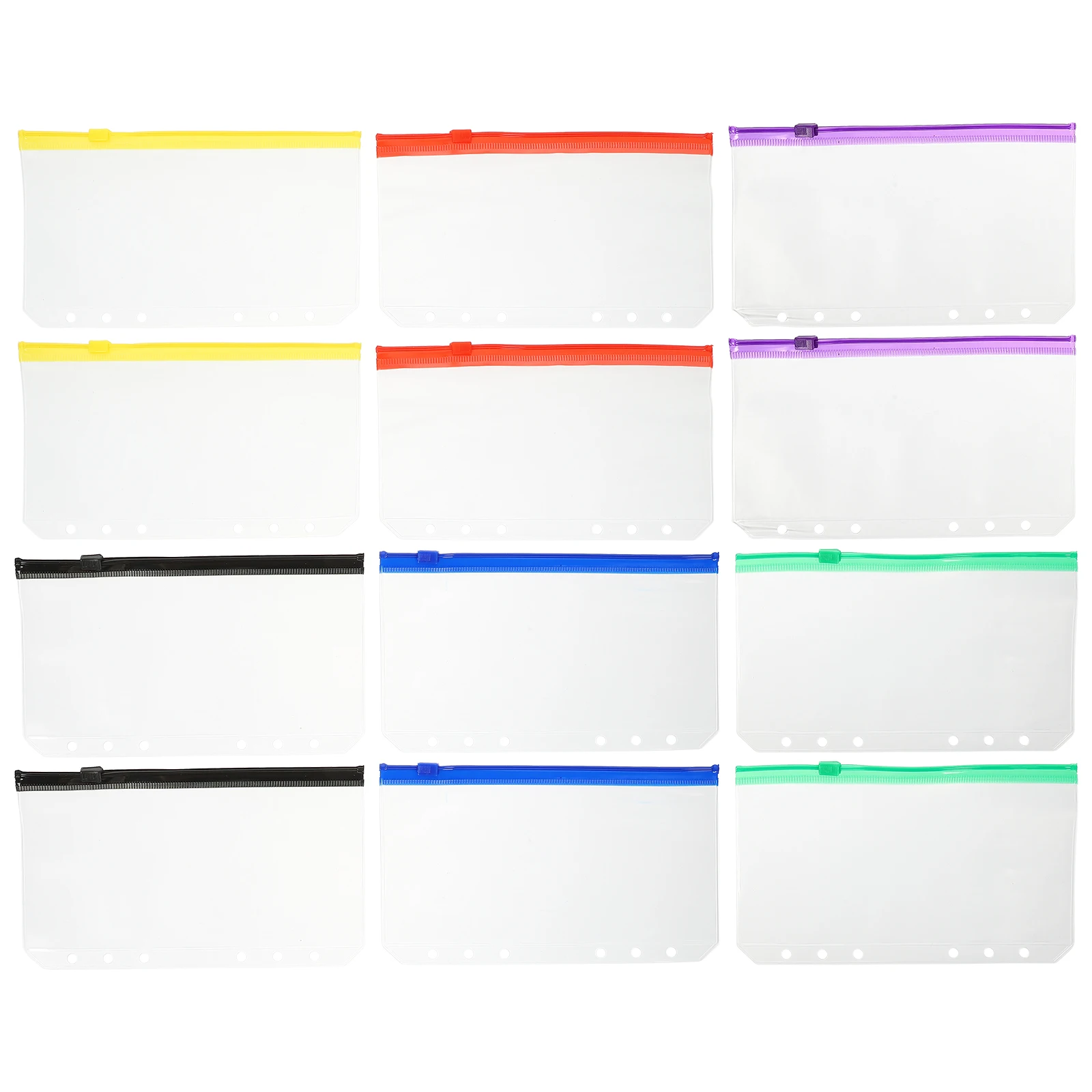 

12 Pcs A6 Notebook Binder Zipper Pouch Clear Document Storage Bag PVC Pocket Refill Loose Leaf Extra Thick ganize