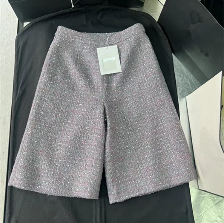 Customization New styles of women's clothing from Europe and America Seven-button purple single-breasted tweed coat skirt set