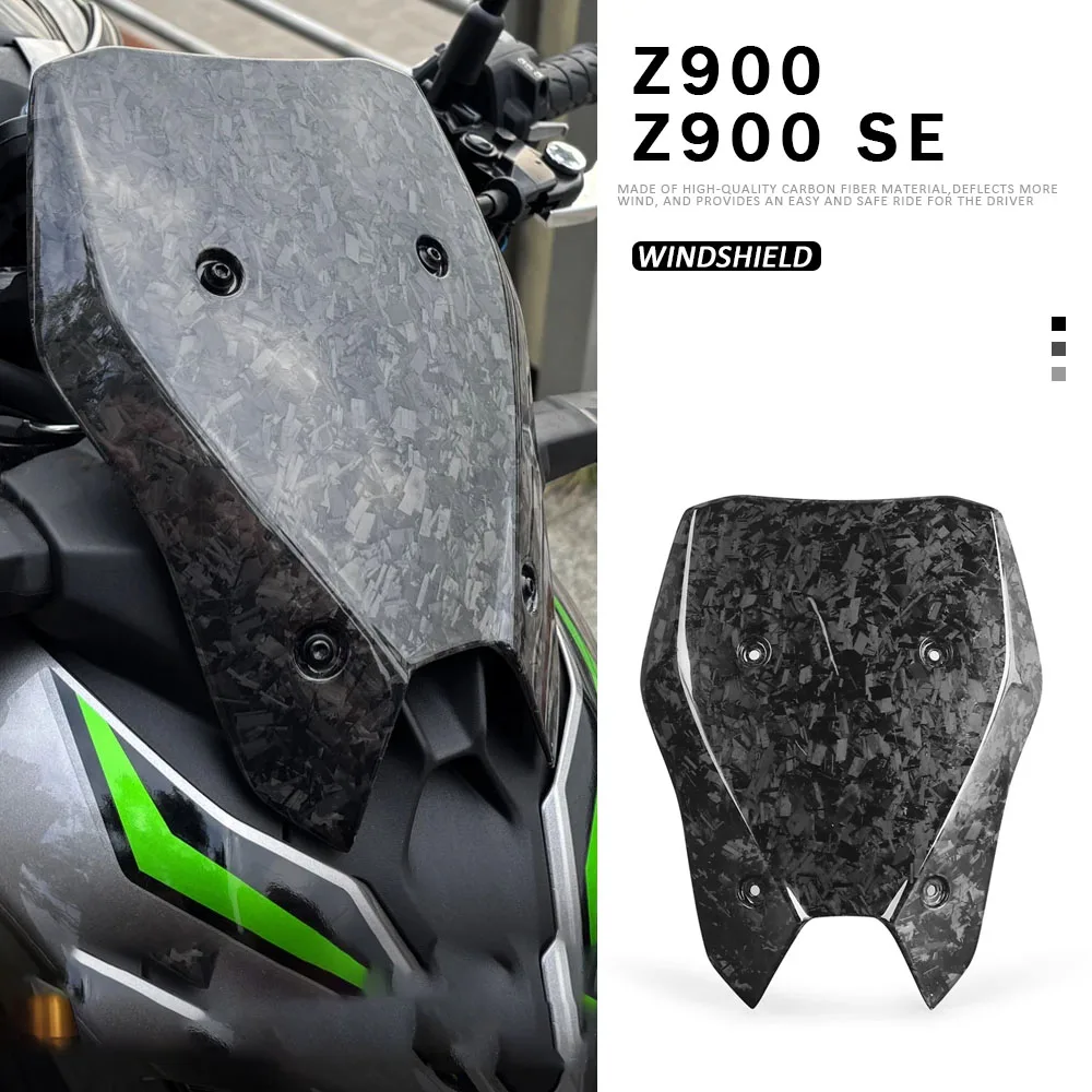 

For Kawasaki Z900 SE Z 900 2025 NEW Motorcycle Accessories Windscreen Windshield Shield Screen Forging pattern Carbon fiber