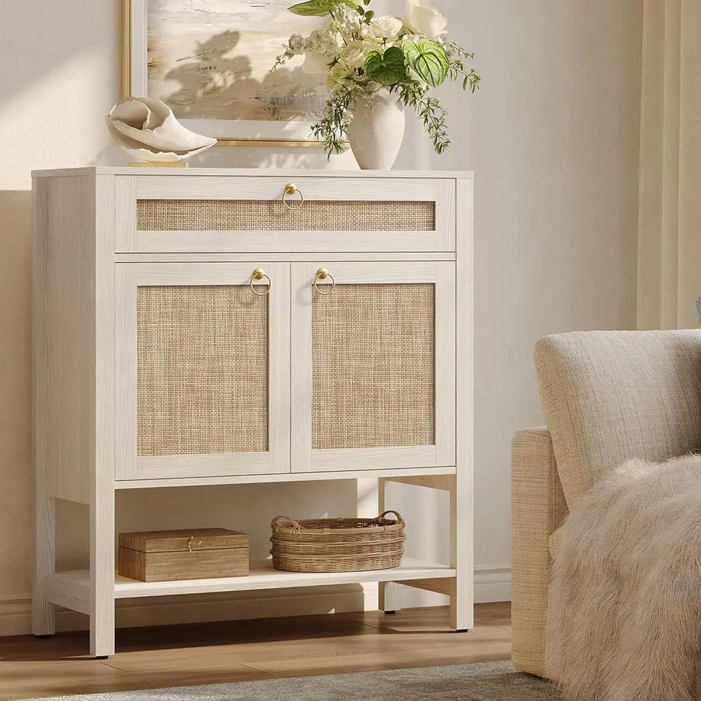 

39 Tall Bohemian Style Sideboard Cabinet with Open Shelves for Entryway and Living Room Storage