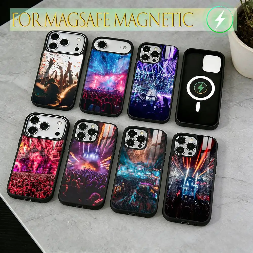 

Music Festival Phone Case For iPhone17,16,15,14,13,12,11 Plus,Pro Magnetic For Magsafe Wireless Charging