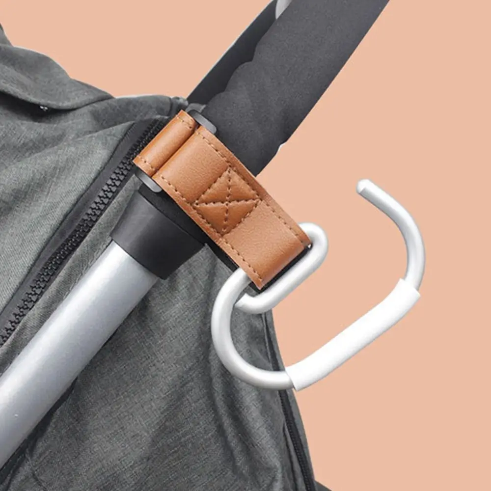 Leder-Wagenhaken, Kinderwagen-Haken, um 360 Grad drehbar, multifunktionale Lederhaken für Taschen, Kinderwagen-Zubehör