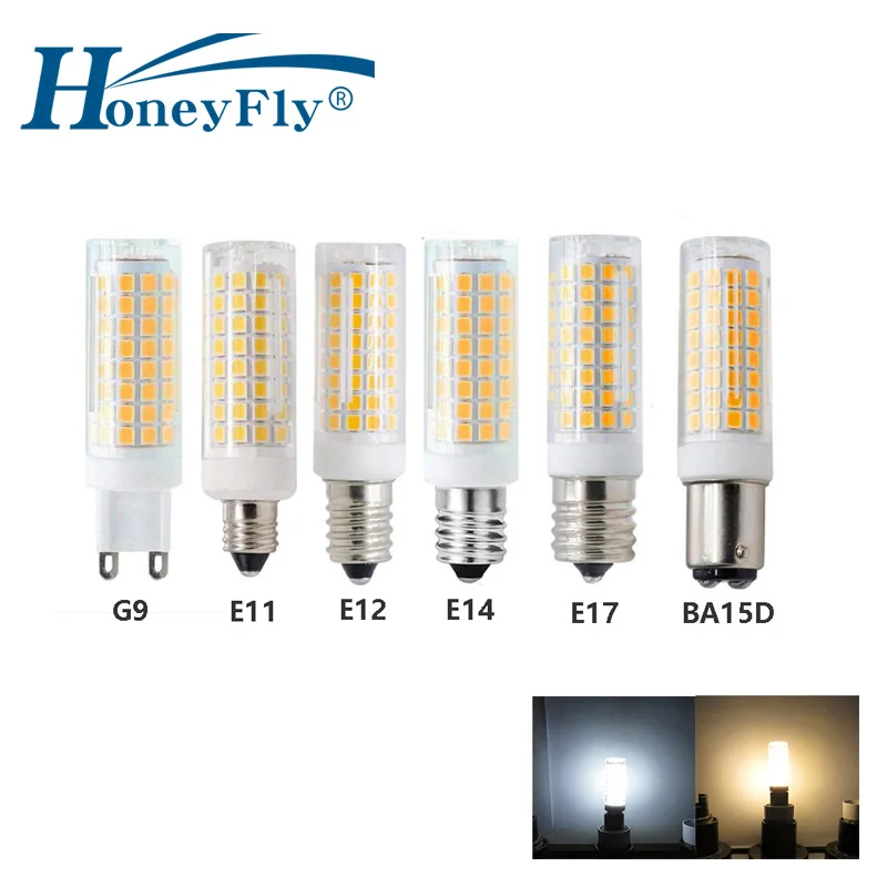 

HoneyFly 2pcs LED Corn Bulb G4/G8/G6.35/G9/E11/E12/E14/E17/BA15D 10W Super Bright 1000LM Lamp 102pcs 2835 Beads Ceramic Lamp