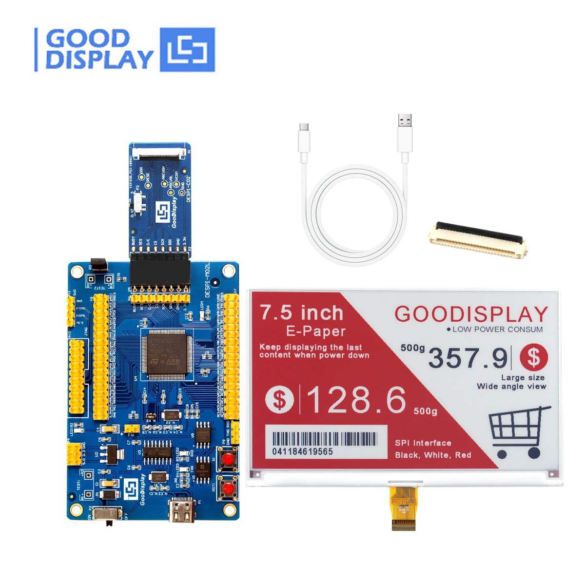 

Good Display 7.5 Inch Color Eink with STM32 Demo Kit Epaper Module, GDEY075Z08 with STM32 Demo Kit