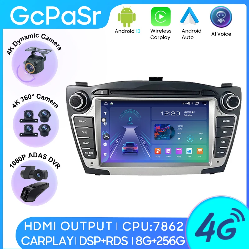 

Car Radio Carplay For Hyundai Tucson IX35 2009-2015 Navigation GPS Android Auto Multimedia Player Stereo Screen No 2din 5G WiFi