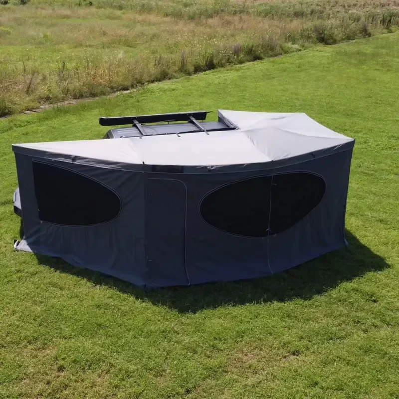 600D Polyester Canvas Waterproof High Quality 180 270 360 Degree Sunshade 4WD Free Standing Car Rooftop Side Awning