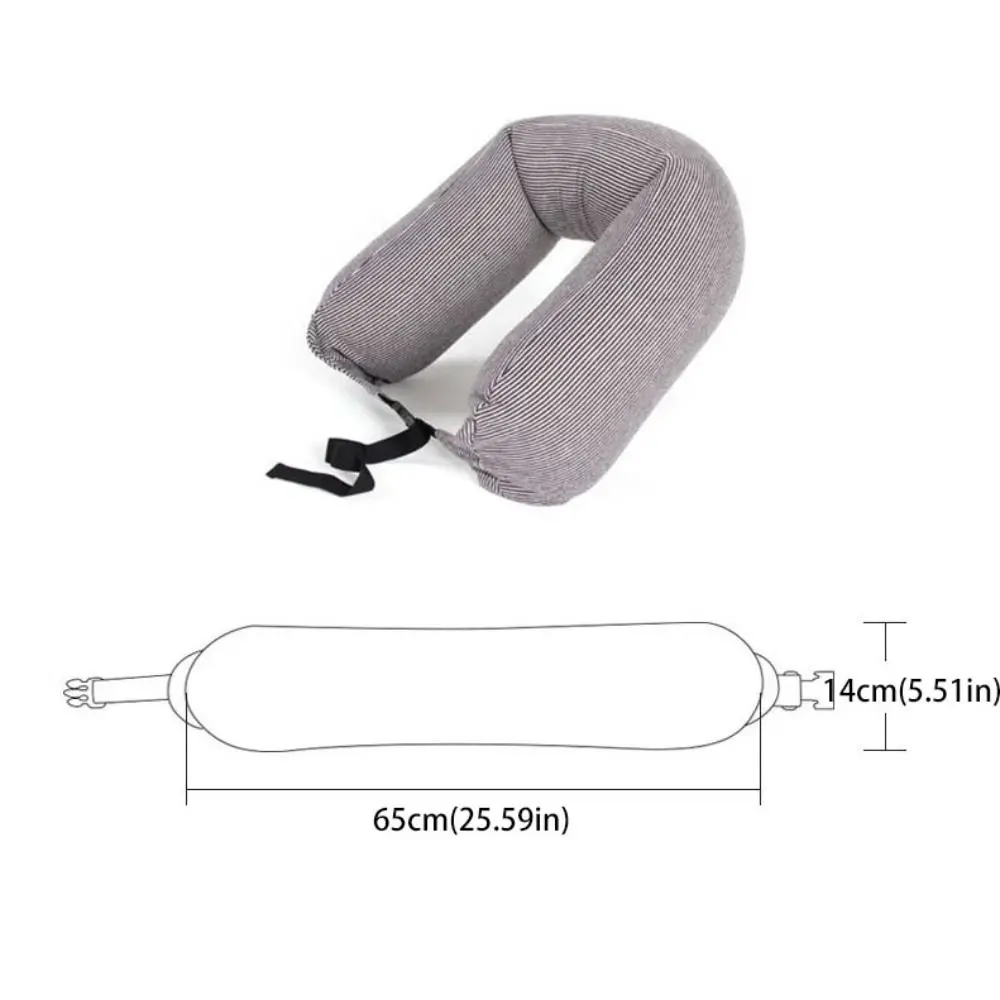 U Shaped Travel Neck Pillow Foam Particles Soft Bendable Roll Pillow Japanese Style Buckle Design Nap Pillow Lumbar