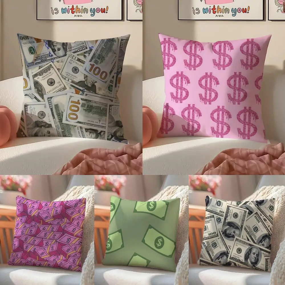 Dollars Money Kissenbezug, Leinen-Kissenbezug, weiche Dekoration für Sofa, Zuhause, Zimmer