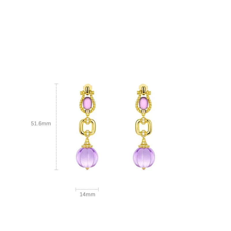 ZOCA Best Selling 925 Sterling Silver Drop Earrings For Women Purple Amethyst Gemstones Women Classic Fine Jewelry