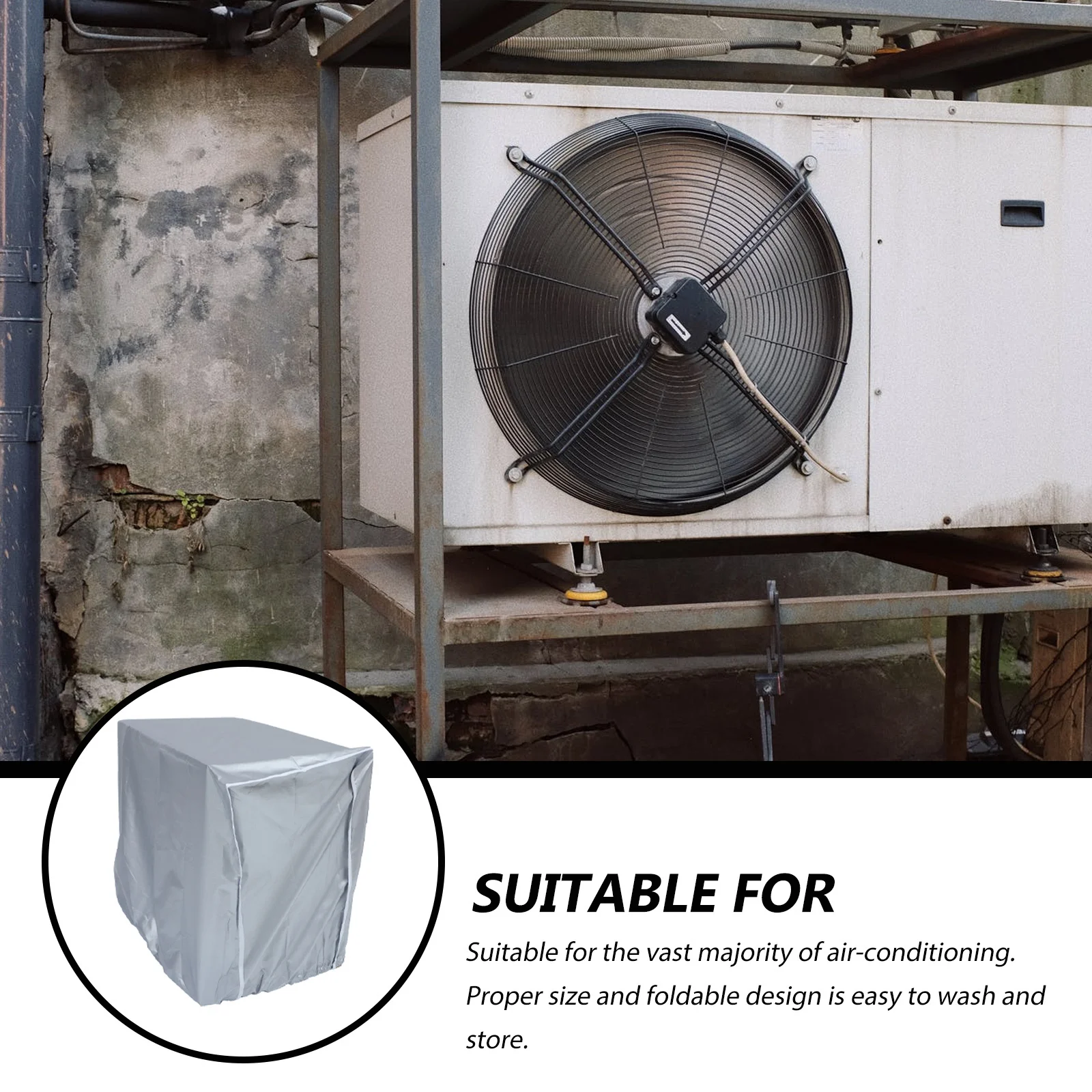 

1Pcs Air Conditioner Outer Machine Cover Waterproof Dustproof Black Protective Cover Outdoor Use Full Protection