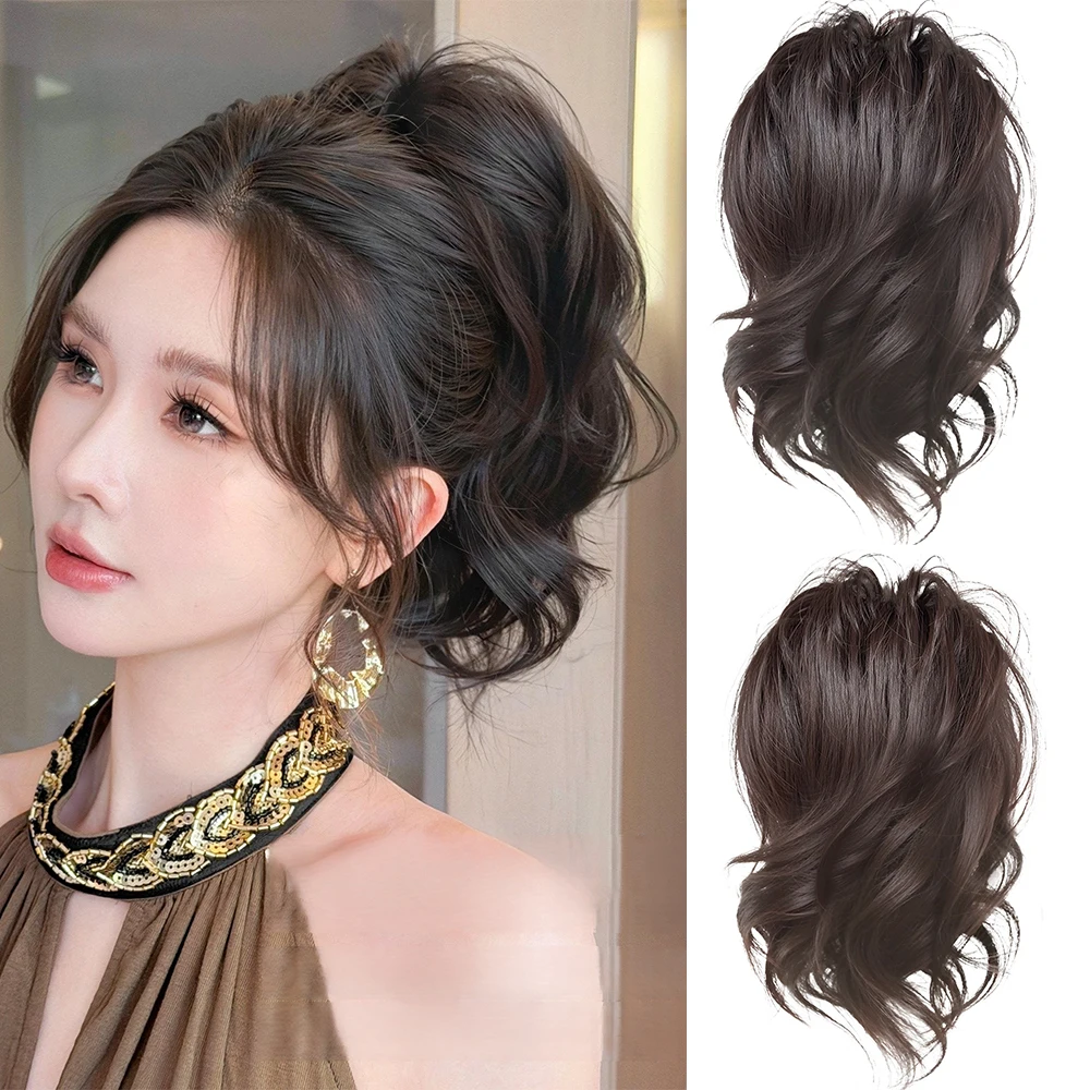 Synthetic Mermaid Curly Messy Bun Elastic Hair Accessories Women Daily Use Heat Resistant Fiber Hair Styling Tools