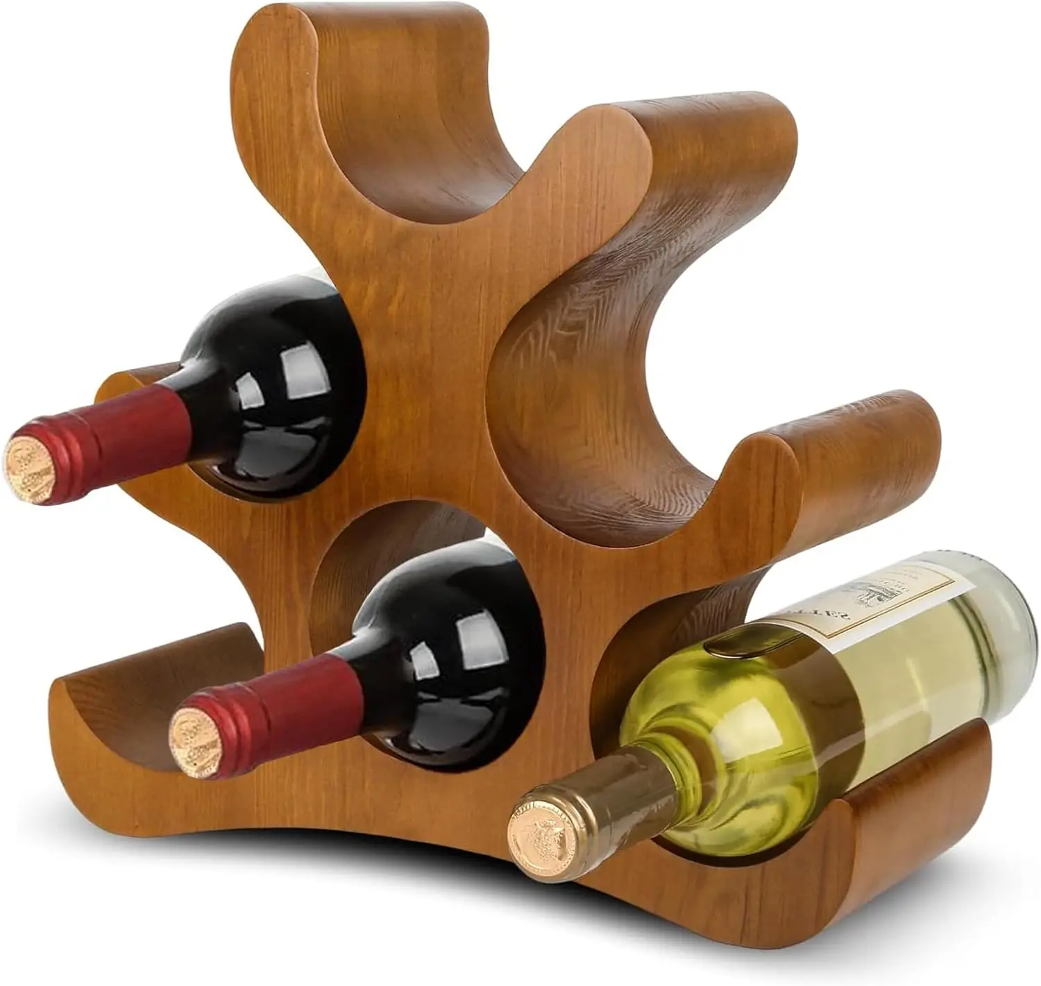 

Винная полка из массива дерева на 6 бутылок, компактная отдельностоящая конструкция, для кухни, столовой, бара