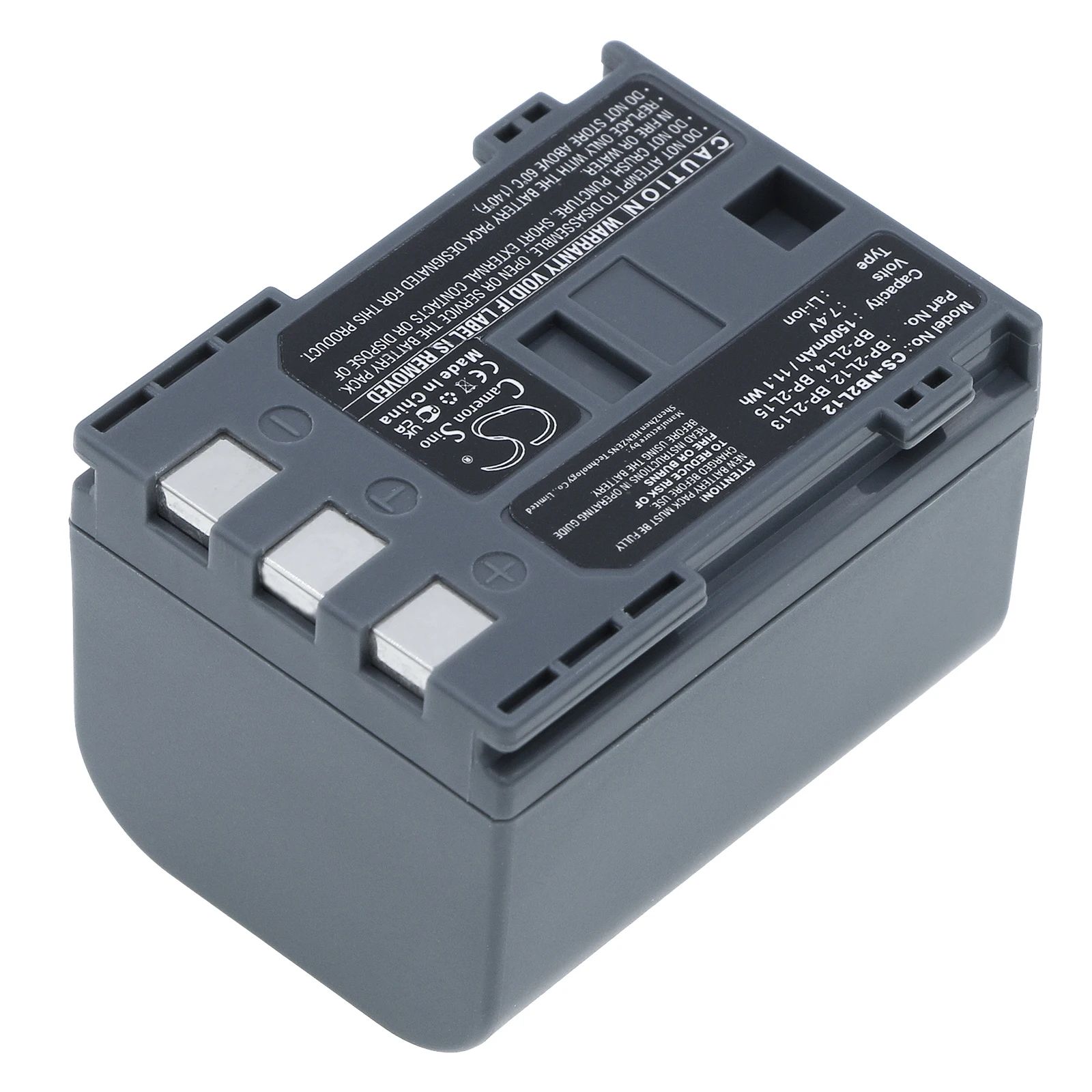 1500mAh Battery BP-2L12 for Canon DC310, DC320, DC330, FV500, FVM100, FVM20, FVM200, FVM30, MD100,MD110,MD111,MD120