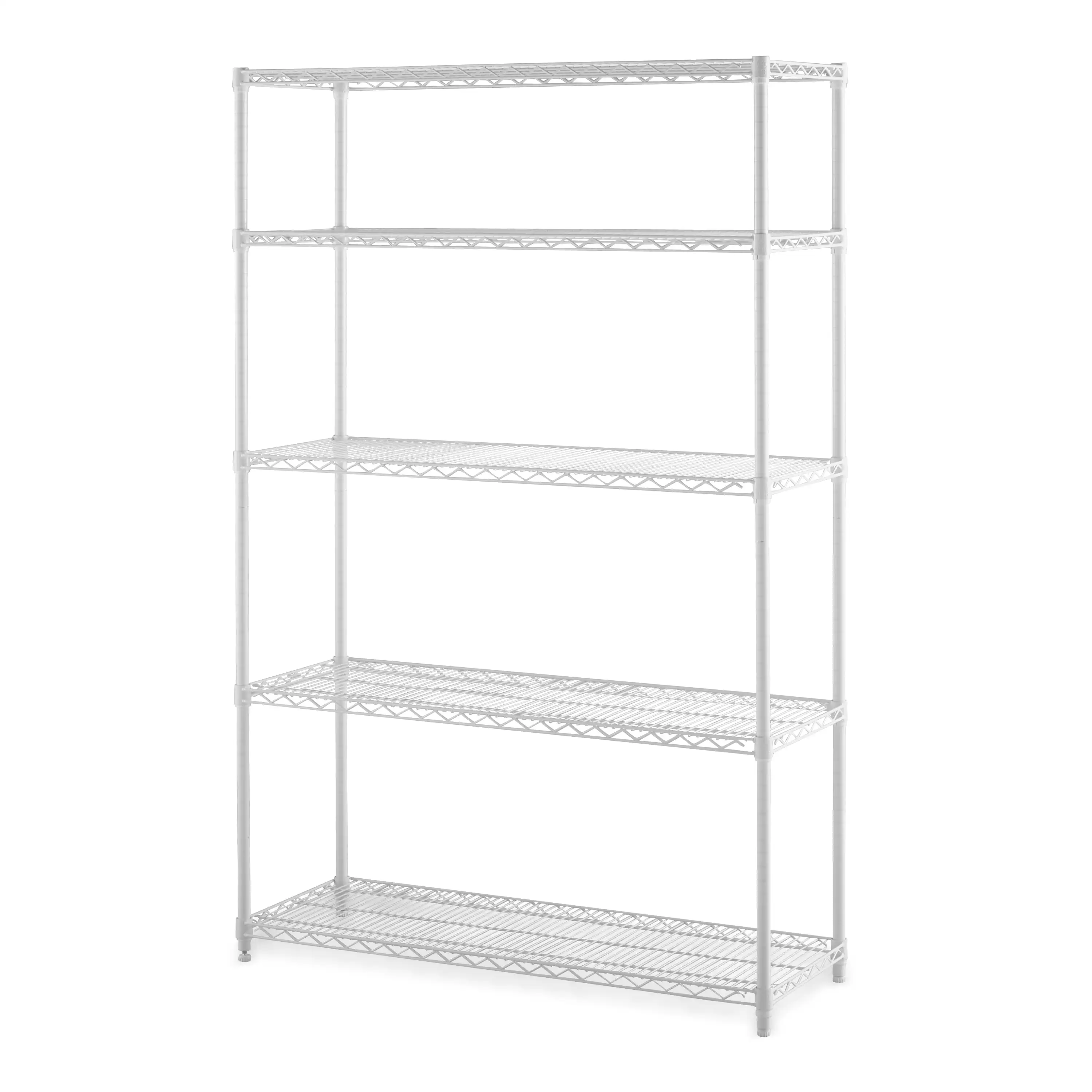 Ripiano in filo bianco 5 livelli resistente 72"H X 48"L X 16"D 3000 libbre Capacità totale Facile montaggio senza attrezzi necessari