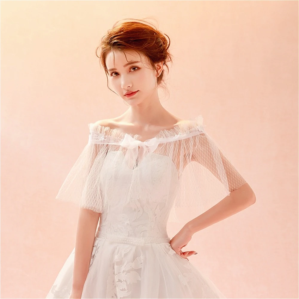 

Off-Shoulder Lace Tulle Bridal Shawl Wedding Clothes Wedding Capes Covered for Party Dress Bolero Wedding Accessories Marriage