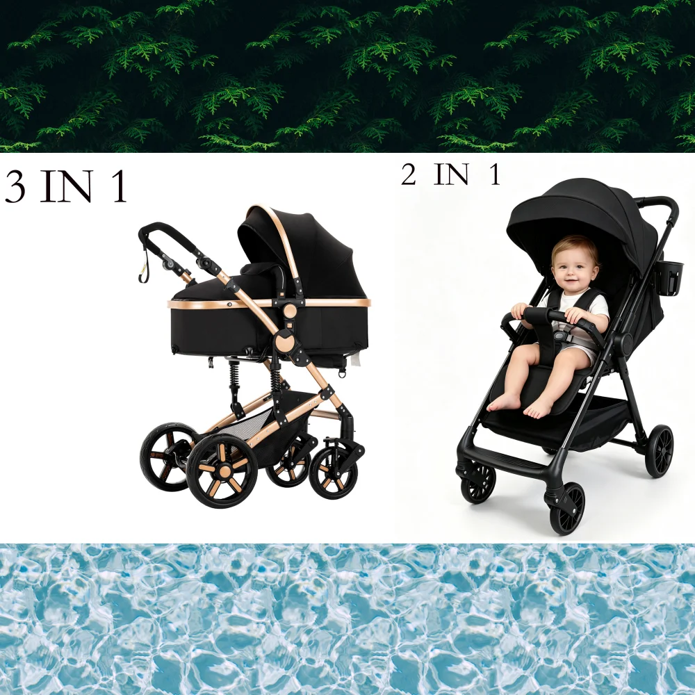 3 in 1 passeggino passeggino auto del bambino multifunzionale leggero portatile pieghevole passeggino di viaggio di lusso alto paesaggio mano spingere quattro ruote carrello genitori comuni possono