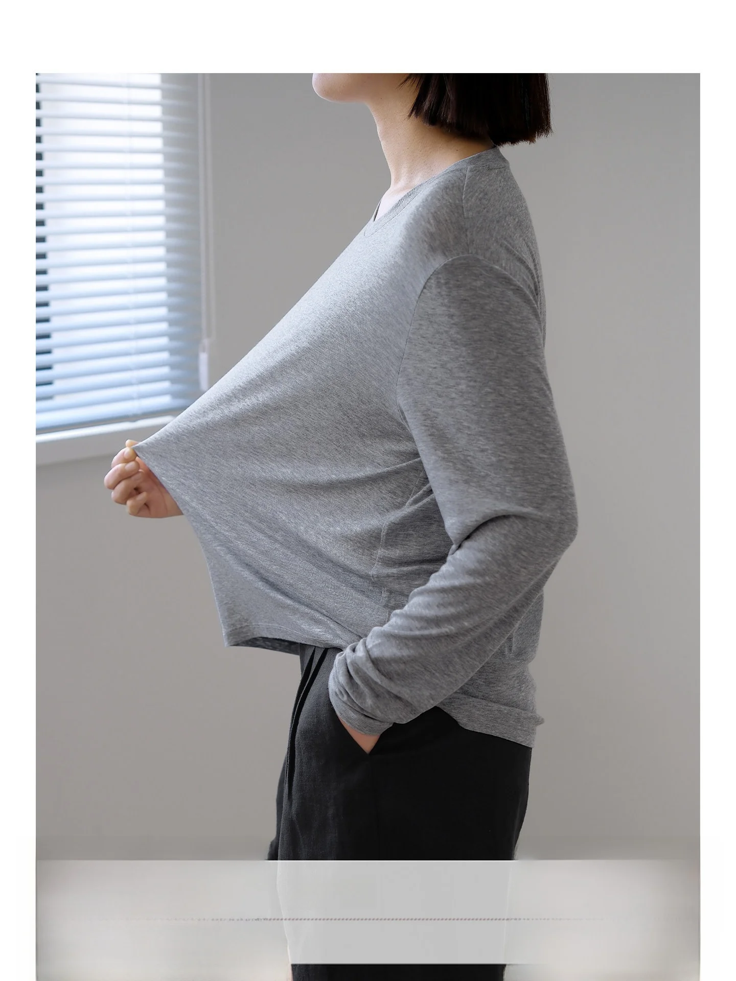 

Легкая мягкая футболка Long Sve Basic Sle из лиоцелловой шерсти, круглая, чистый цвет, SANSANDEJIU, женская мода