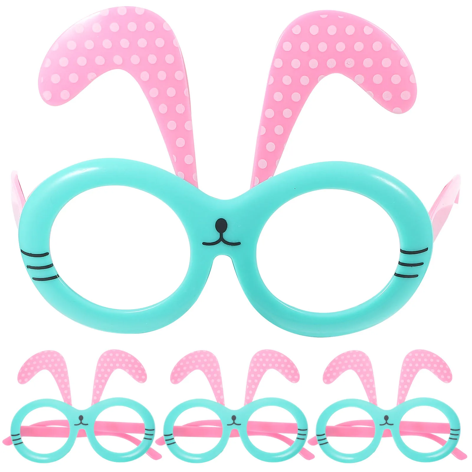 

4 Pcs Bunny Rabbit Ears Glasses Frames Green Color Kids Adult Easter Party Supplies Photo Prop Decor Lens Free Comfortable Wear