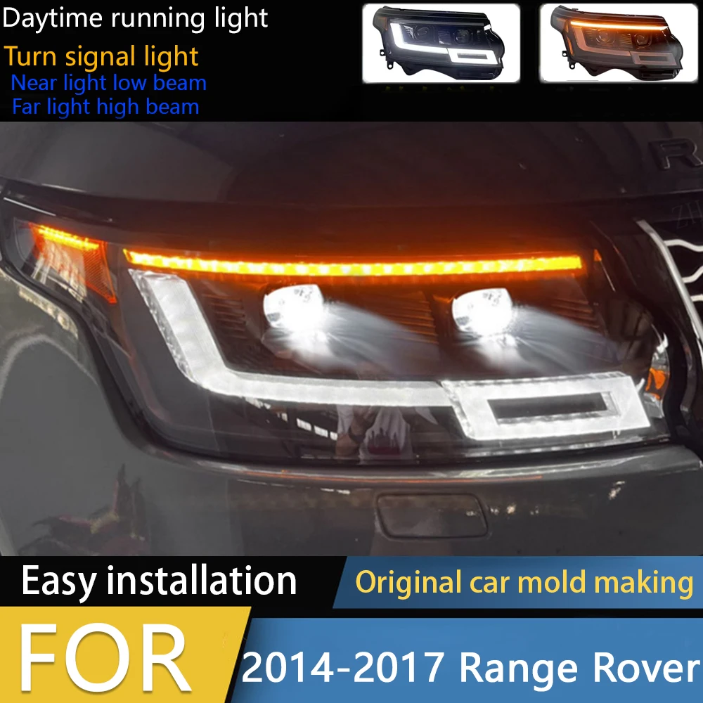 

Автомобильные фары для Range Rover, светодиодные фары, линзы проектора 2014-2017, фара Land Rover, DRL, динамический сигнал, автоаксессуары
