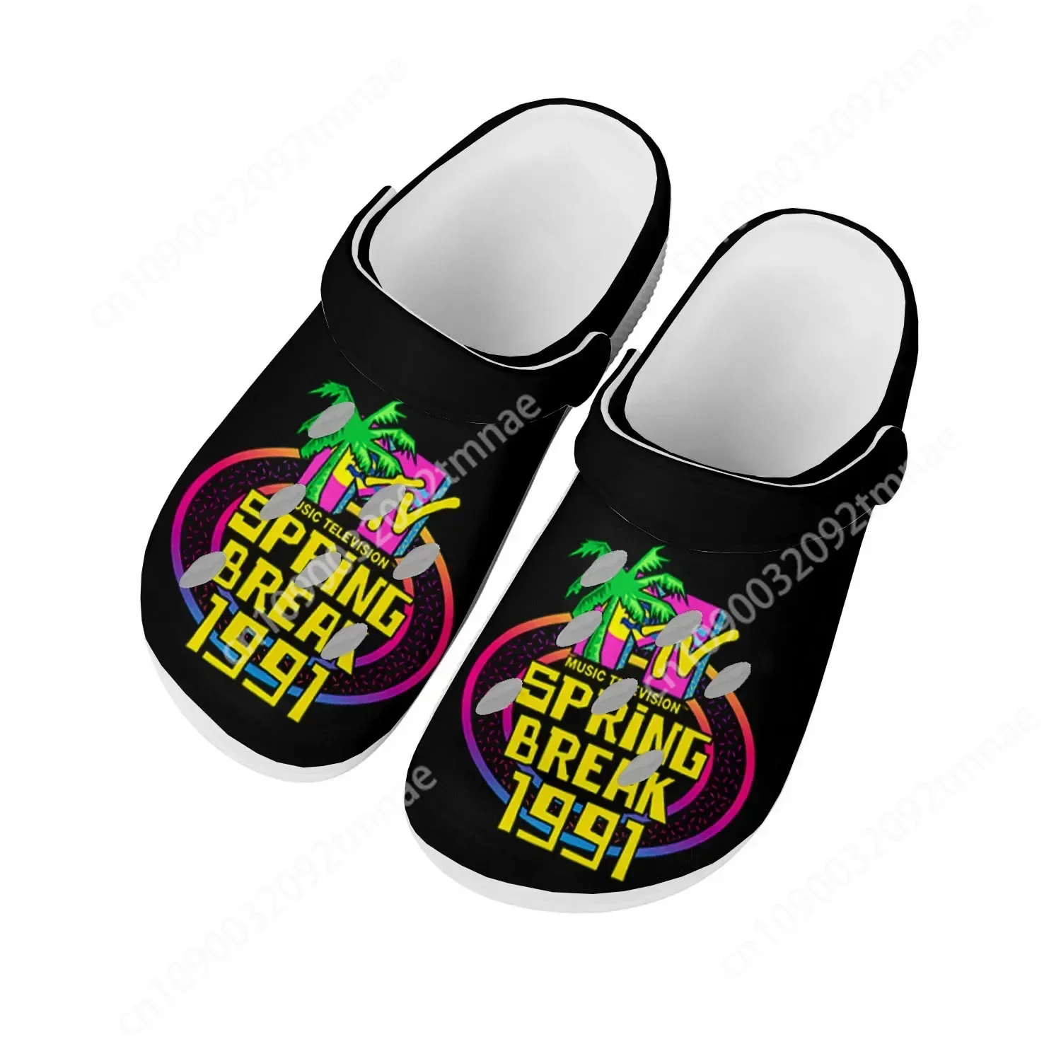 MTV Spring Break 1991 Home Clogs Custom Water Shoes Mens Womens Teenager Shoe Garden Clog Breathable Beach Hole Slippers White