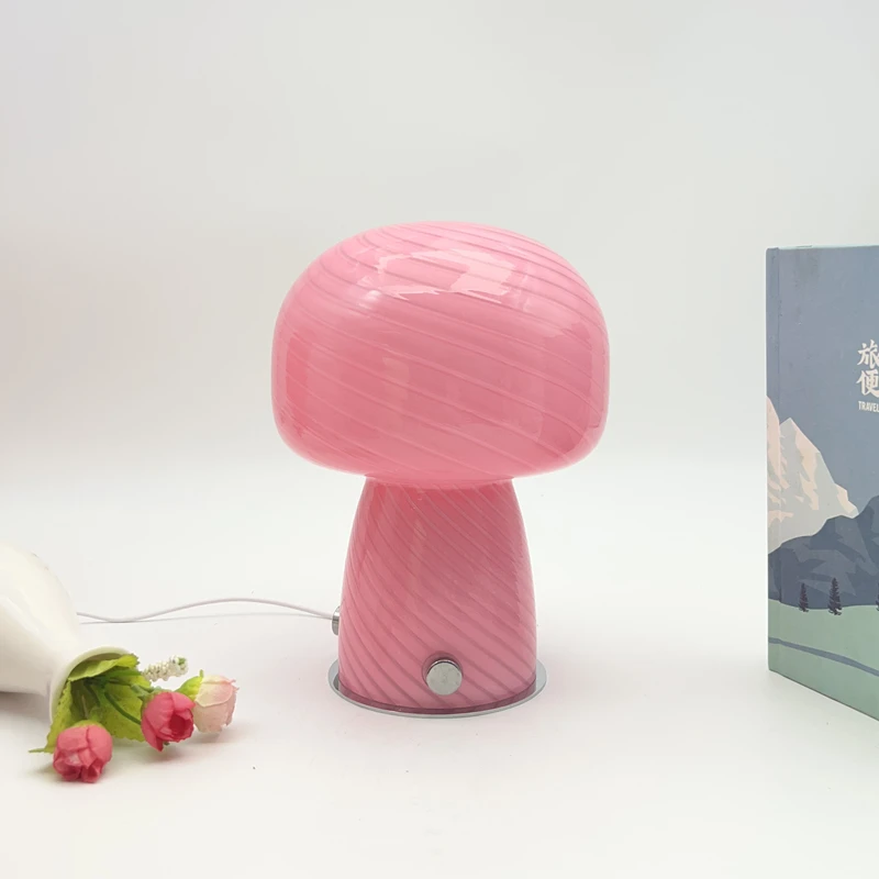 

Glass Mushroom Table Lamp Bedroom LED Night Light Makeup Desk Decorative Lamp Romantic Ambience Table Lamp Fashionable