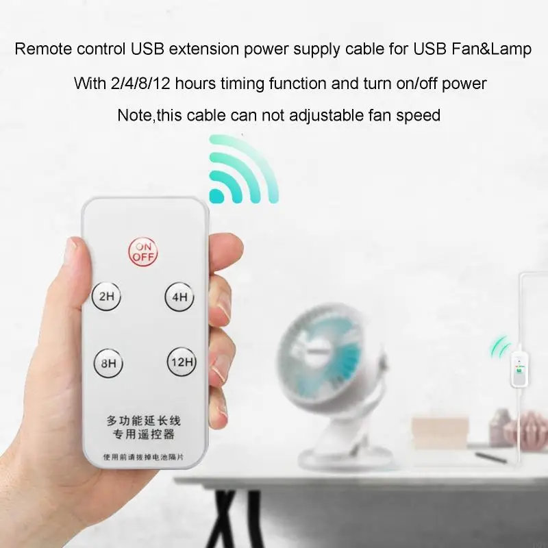 1.5m USB Extension Power Cable With Remote 2-12 Hour Timing For USB Fan