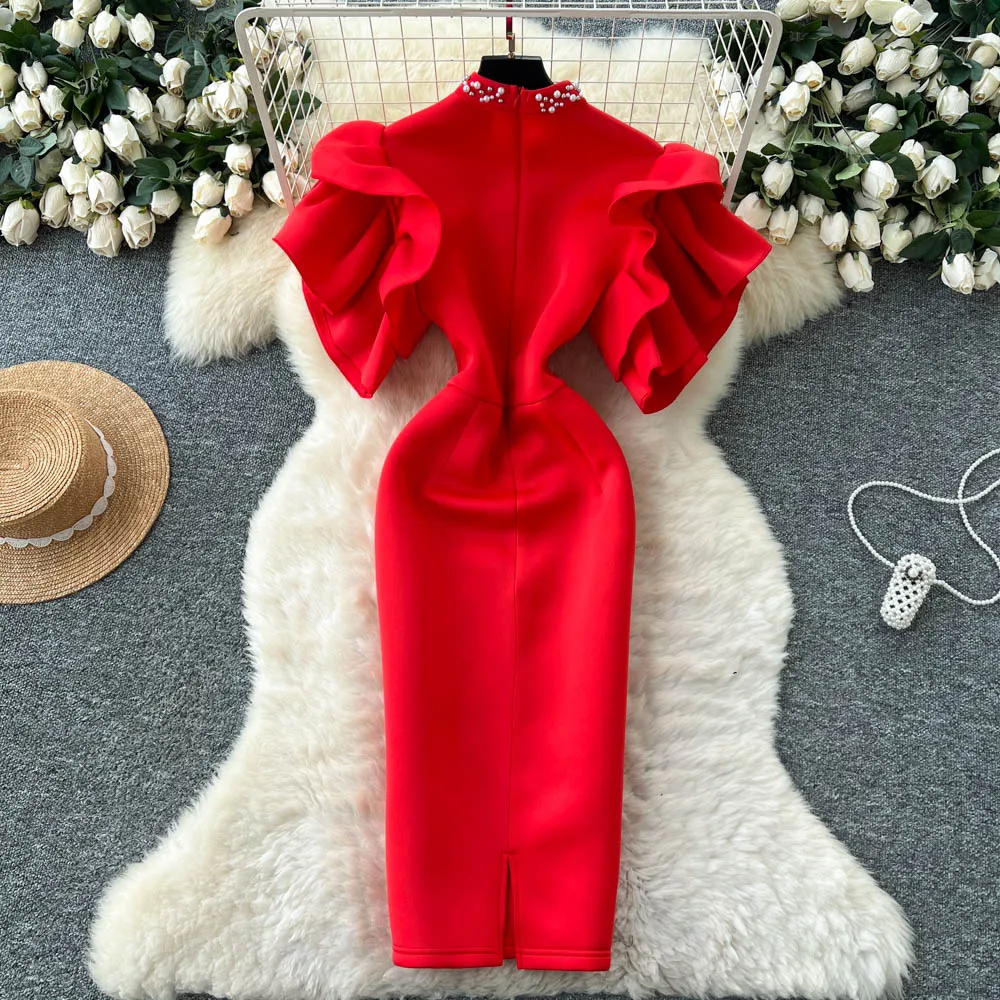 Chic vintage hollow out pencil dress Elegant Fairy korean fashion Boho Sundress women clothing Long dress