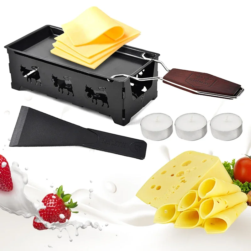 Non-Stick Metal Cheese Raclette Baking Pan Oven Grill Plate Rotaster Baking Tray Stove Frame Spatula Set Kitchen Baking Tool