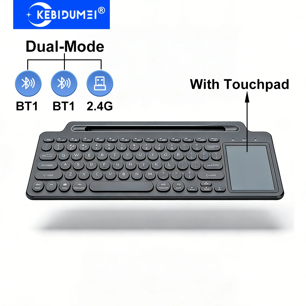 

KEBIDUMEI 2.4G Wireless Keyboard with Touchpad Dual Bluetooth Keyboard Dual-Mode Gaming Keyboard with Card Slot For PC Laptop