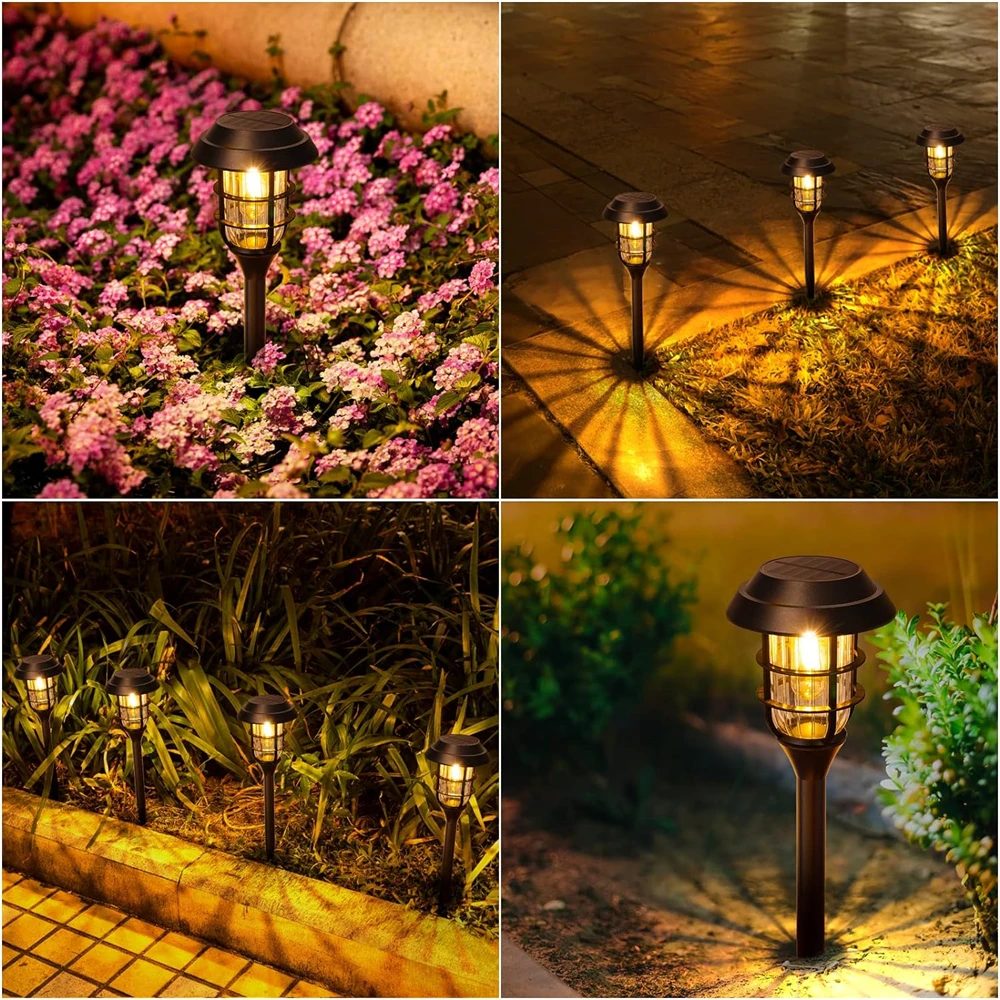 Solar Pathway Light Outdoor Bright Solar Lamp Outdoor LED Flame Garden Light Landscape Lighting for Yard Patio Walkway Driveway