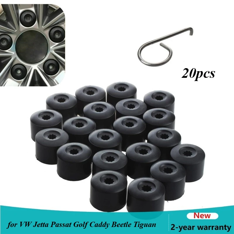 20PCS 1K0601173 Auto Tire Bolt Caps Car Wheel Lug Nut Covers 17mm with Removal Tool for VW Jetta Passat Golf Caddy Beetle Tiguan