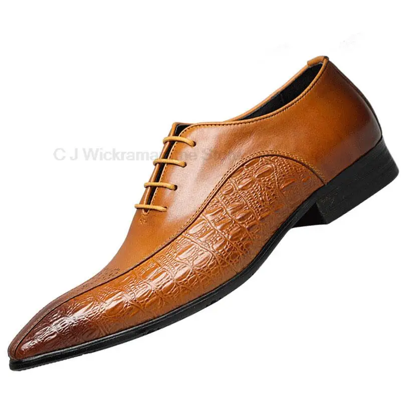 

HKDQ Oxford Men Dress Shoes Fashion Wedding Man Shoe Business Handmade Black Brown Genuine Leather Office Designer Shoes For Men