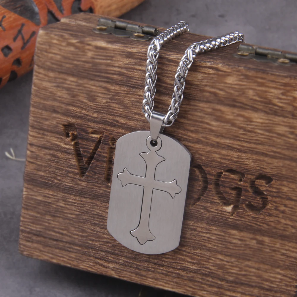 ✝️ Stainless Steel Cross Dog Tag Pendant – Faith Amulet Necklace for Men & Women 4
