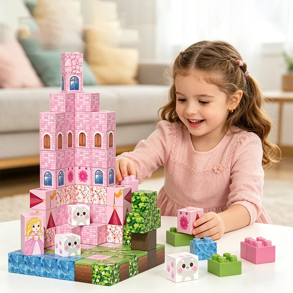 

Kids Magnetic Building Blocks Princess Castle Architecture Set STEM Portable Sensory Education Toy Birthday Gift