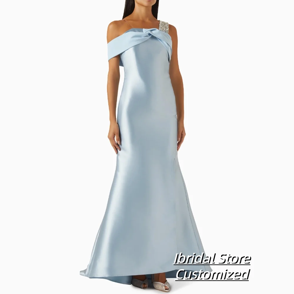 

Customized Women's One-shoulder Beaded Split Mermaid Customized Evening Dresses Sleeveless Draped Floor-Length Elegant Dresses