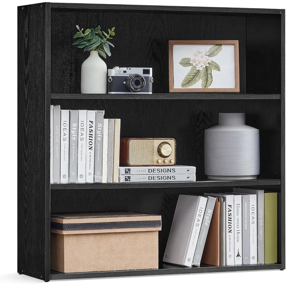 

31.5" Wide 3-Tier Open Bookcase - Adjustable Storage Shelves, Floor Standing Unit in Ebony Black (ULBC173T56)