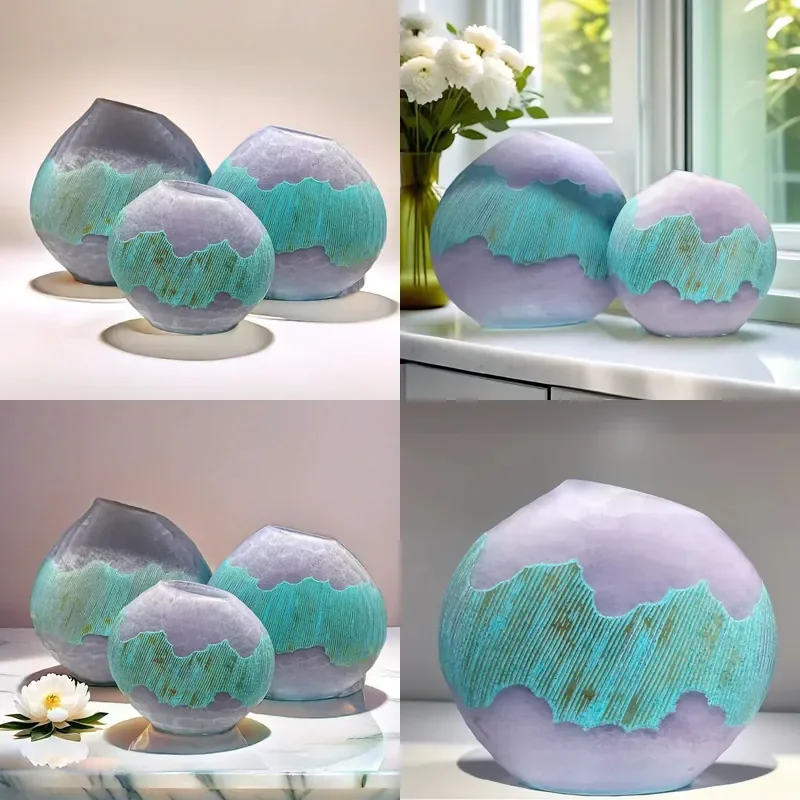 European Colored Glass Vase Candle Holder Luxury Home Office Desktop Countertop Decor Ornament