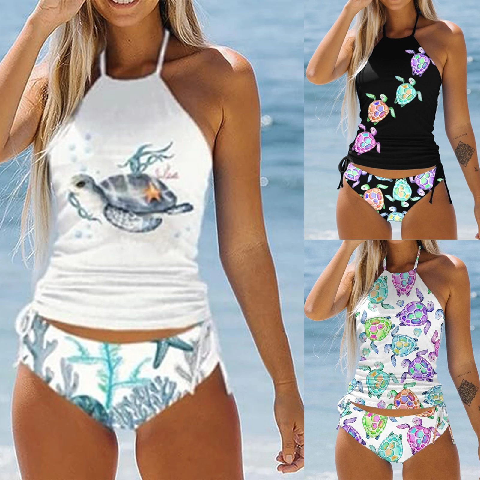 Women Two Piece Tankini Set Athletic Training Bathing Suits for Outdoor Swimming Diving