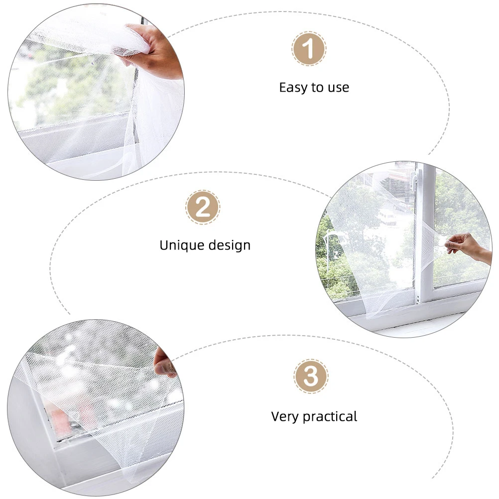 4 Pcs Net Fits Anti-Mosquito Screen Window Self-adhesive Heavy Duty Mesh Curtain Nylon